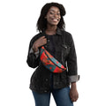 fanny pack, multicolor with blue, gold, dark red, gold cross body bag