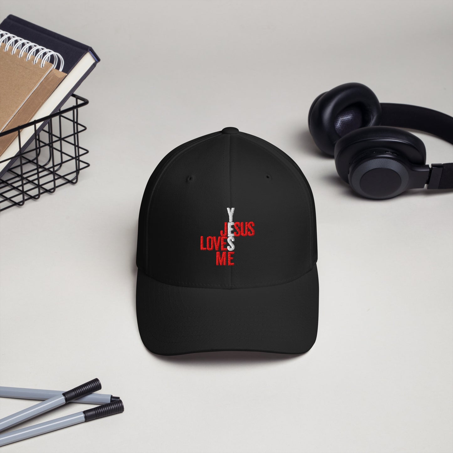 Navy Adult Structured Twill Cap: Yes Jesus Loves Me