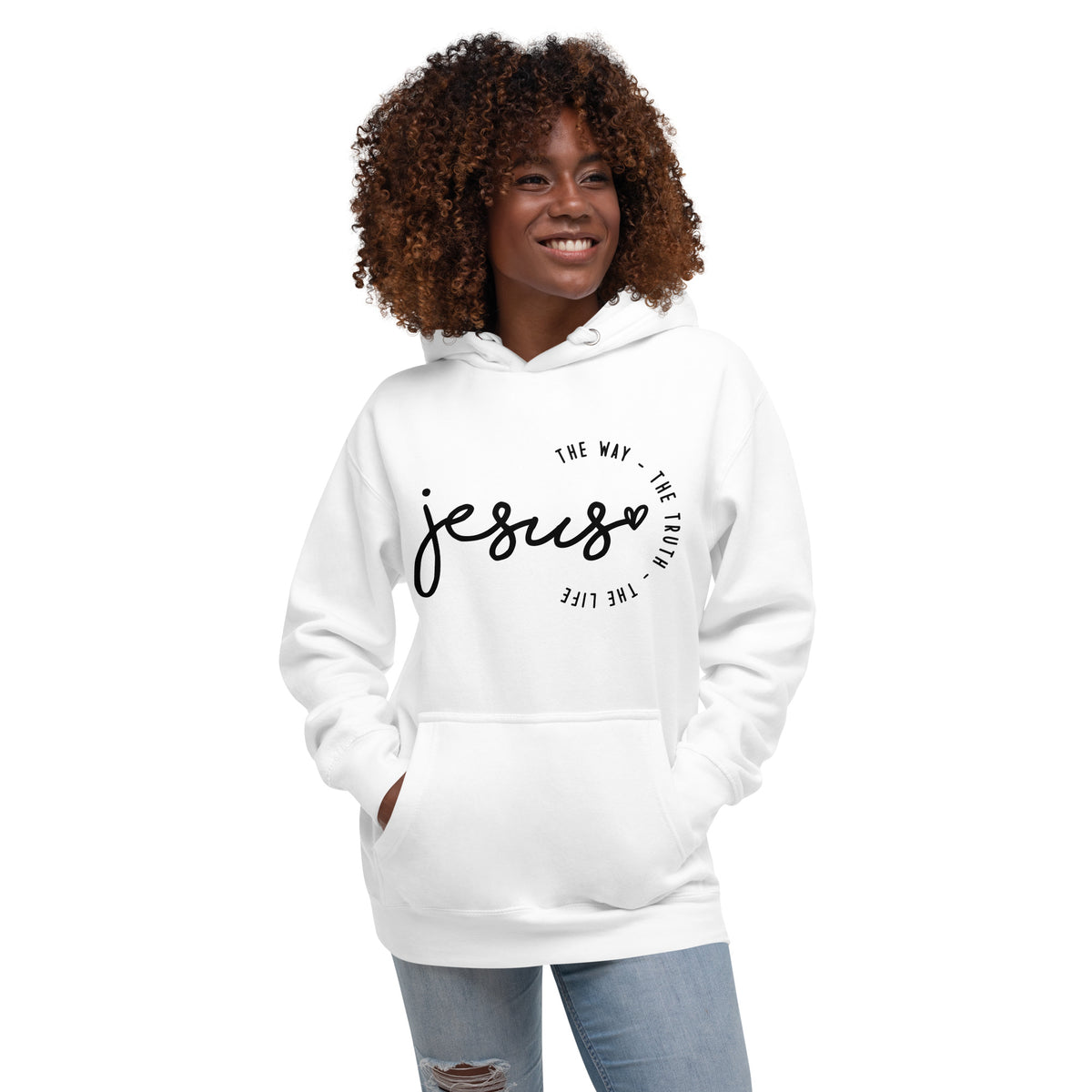 Christian unisex hoodie white women graphic design