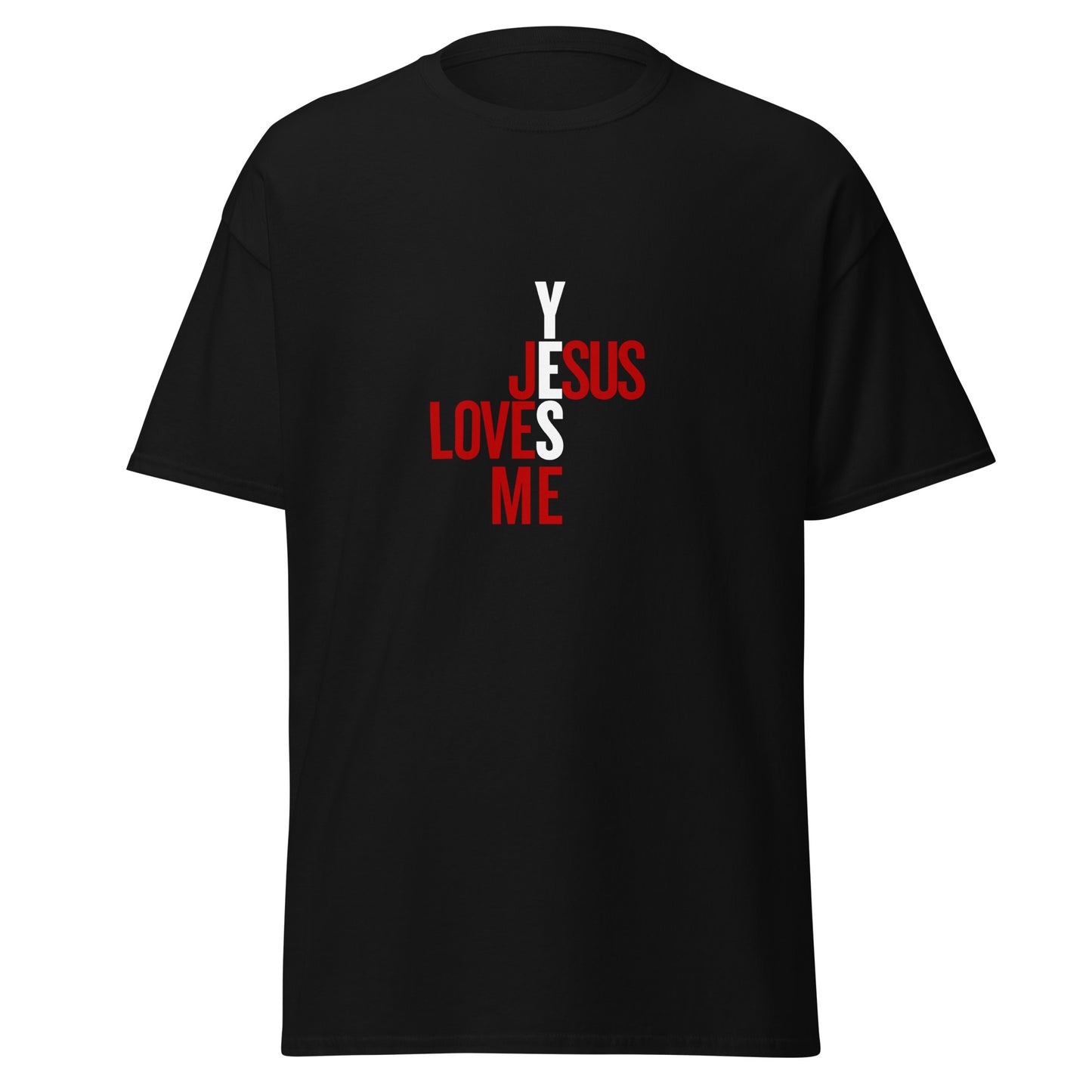 Adult Unisex Black classic t-shirt, Yes Jesus Loves Me
