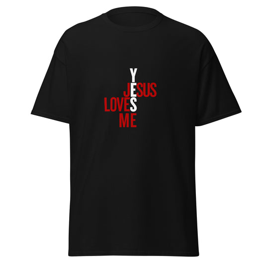 Adult Unisex Black classic t-shirt, Yes Jesus Loves Me