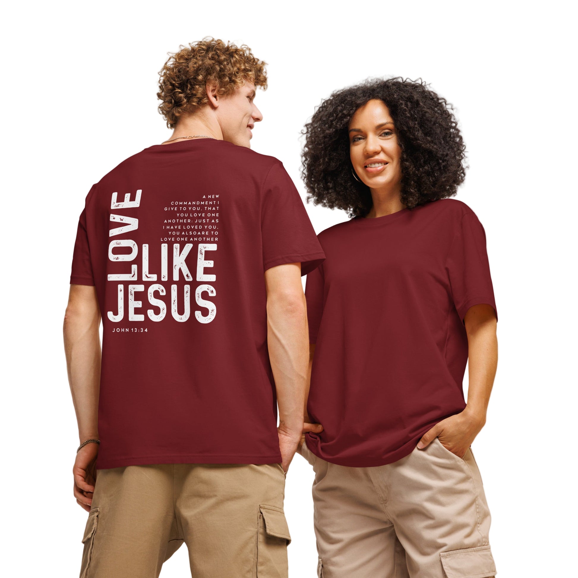 unisex t-shirt red back view with christian graphic design