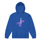 youth hoodie, blue with graphic design. christian hoodie