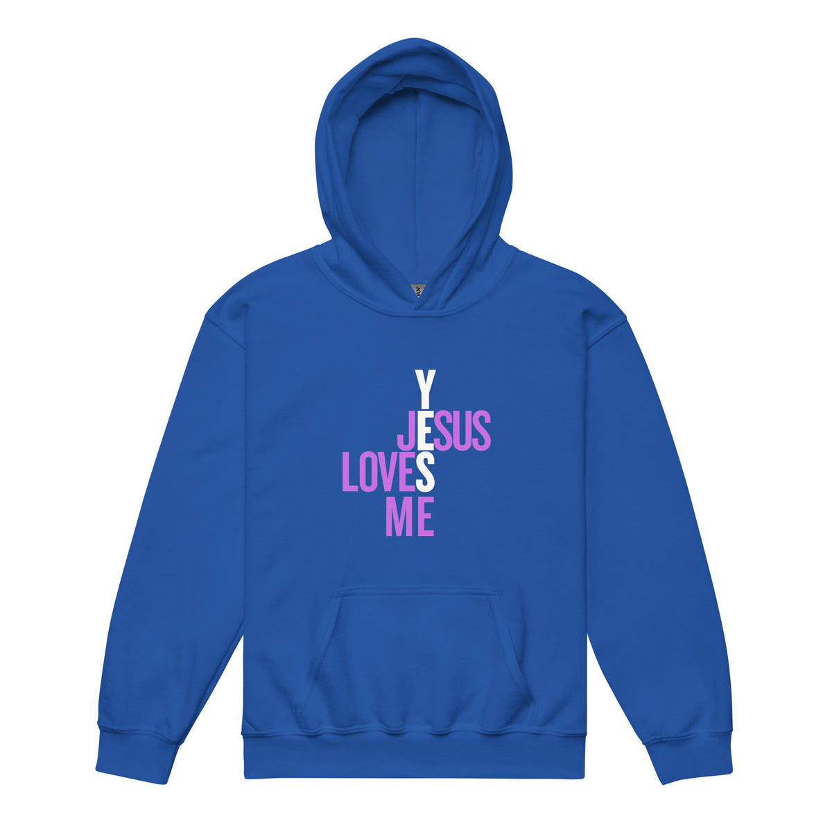 youth hoodie, blue with graphic design. christian hoodie