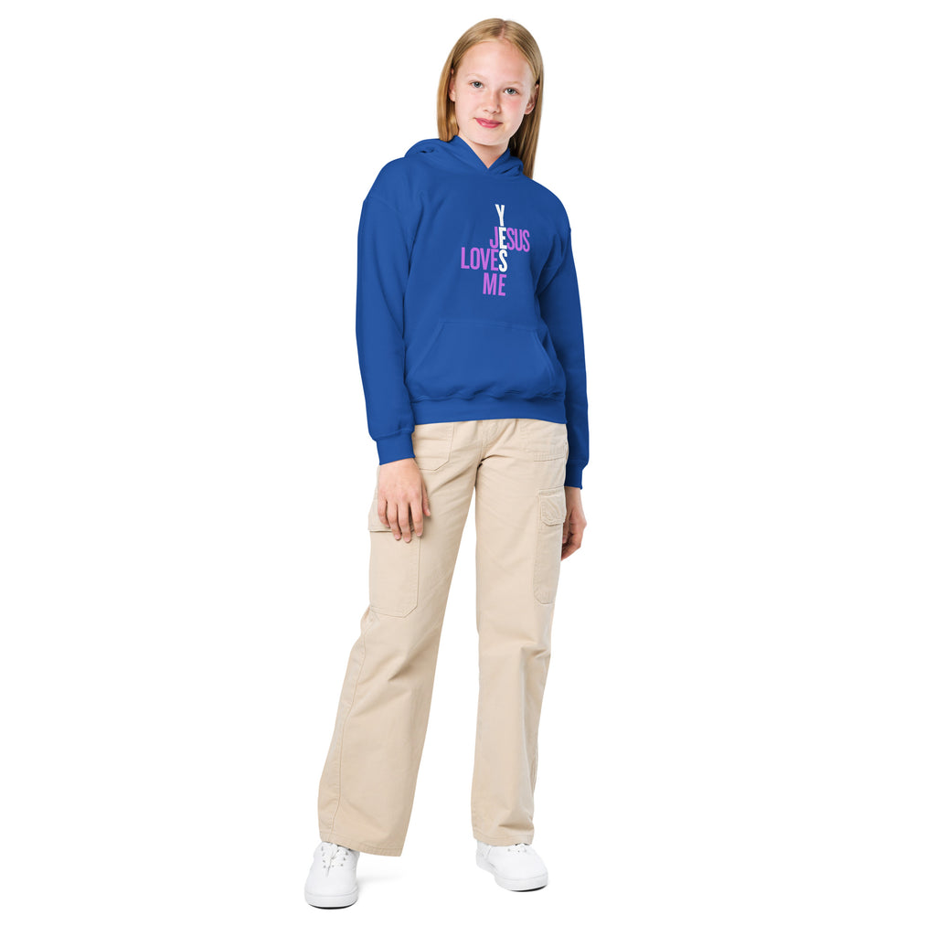 youth hoodie with graphic design frontal view. 
